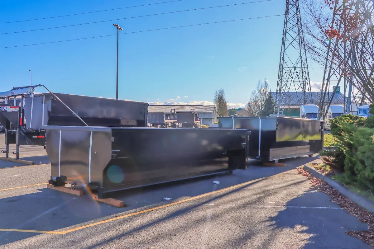 Roll-off dumpster ready for waste disposal at job site for 4 Yard Dumpster Rental in DeSoto